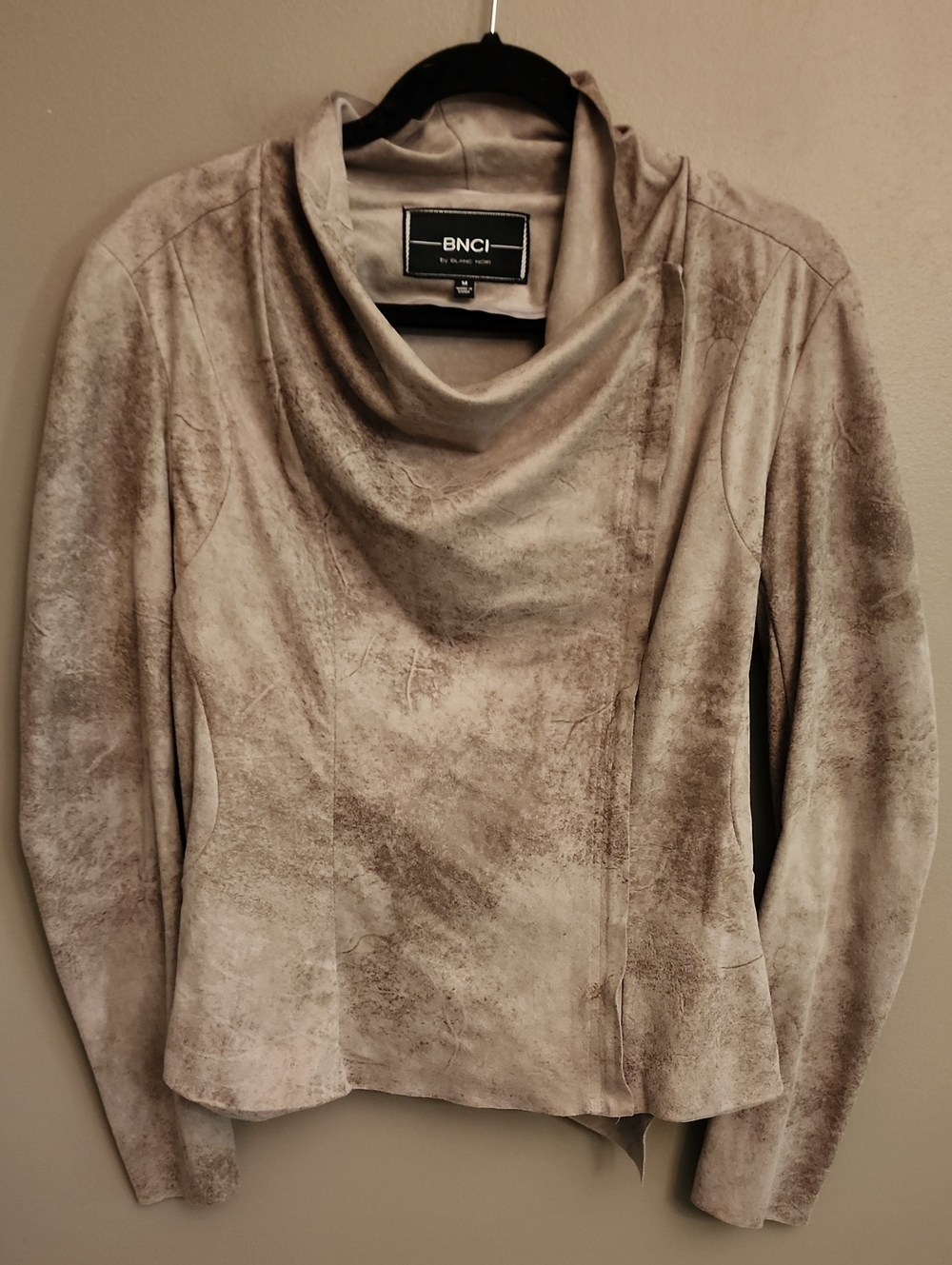 BNCI By Blanc Noir Taupe Faux Suede Moto Jacket